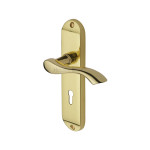 M Marcus Heritage Brass Algarve Design Door Handle on Plate Polished Brass