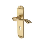 M Marcus Heritage Brass Algarve Design Door Handle on Plate Satin Brass