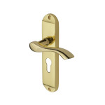 M Marcus Heritage Brass Algarve Design Door Handle on Plate Polished Brass