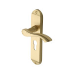 M Marcus Heritage Brass Algarve Design Door Handle on Plate Satin Brass