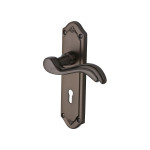 M Marcus Heritage Brass Lisboa Design Door Handle on Plate Matt Bronze