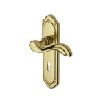 M Marcus Heritage Brass Lisboa Design Door Handle on Plate Polished Brass