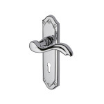 M Marcus Heritage Brass Lisboa Design Door Handle on Plate Polished Chrome Plate