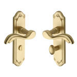 M Marcus Heritage Brass Lisboa Design Door Handle on Plate Satin Brass