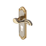 M Marcus Heritage Brass Lisboa Design Door Handle on Plate Jupiter Split Finish