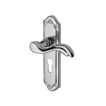 M Marcus Heritage Brass Lisboa Design Door Handle on Plate Polished Chrome Plate