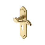 M Marcus Heritage Brass Lisboa Design Door Handle on Plate Satin Brass