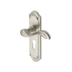 M Marcus Heritage Brass Lisboa Design Door Handle on Plate Satin Nickel Plate