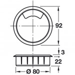 Black – Three Part Cable Outlet – 80mm Ø