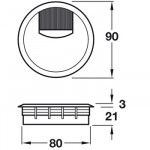 Stainless Steel Effect – Two Part Cable Outlet with Flexible Brush Seal – 80mm Ø