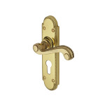 M Marcus Heritage Brass Adam Design Door Handle on Plate Polished Brass