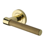 M Marcus Heritage Brass Phoenix Knurled Design Door Handle Lever on Round Rose