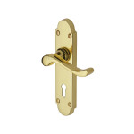 M Marcus Heritage Brass Savoy Design Door Handle on Plate Polished Brass