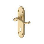 M Marcus Heritage Brass Savoy Design Door Handle on Plate Satin Brass
