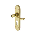 M Marcus Heritage Brass Savoy Design Door Handle on Plate Polished Brass