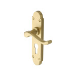 M Marcus Heritage Brass Savoy Design Door Handle on Plate Satin Brass