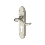 M Marcus Heritage Brass Savoy Design Door Handle on Plate Satin Nickel Plate