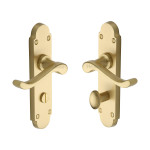M Marcus Heritage Brass Savoy Design Door Handle on Plate Satin Brass