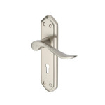 M Marcus Heritage Brass Sandown Design Door Handle on Plate Satin Nickel Plate