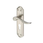 M Marcus Heritage Brass Sandown Design Door Handle on Plate Satin Nickel Plate
