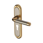 M Marcus Heritage Brass Saturn Design Door Handle on Plate Jupiter Split Finish