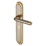 M Marcus Heritage Brass Saturn Long Design Door Handle on Plate Jupiter Split Finish