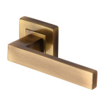 M Marcus Heritage Brass Delta Sq Design Door Handle Lever Latch on Square Rose