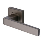 M Marcus Heritage Brass Delta Sq Design Door Handle Lever Latch on Square Rose