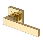 M Marcus Heritage Brass Delta Sq Design Door Handle Lever Latch on Square Rose