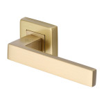 M Marcus Heritage Brass Delta Sq Design Door Handle Lever Latch on Square Rose