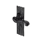 M Marcus Tudor Rustic Black Shropshire Door Handle on Backplate