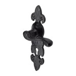 M Marcus Tudor Rustic Black Fleur-de-Lys Door Handle on Backplate