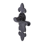 M Marcus Tudor Rustic Black Fleur-de-Lys Door Handle on Backplate