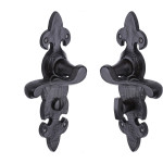 M Marcus Tudor Rustic Black Fleur-de-Lys Door Handle on Backplate