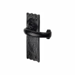 M Marcus Tudor Rustic Black Colonial Door Handle on Backplate