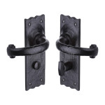 M Marcus Tudor Rustic Black Colonial Door Handle on Backplate