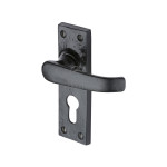 M Marcus Tudor Rustic Black Windsor Door Handle on Backplate