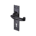 M Marcus Tudor Rustic Black Wellington Door Handle on Backplate