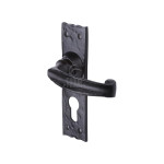 M Marcus Tudor Rustic Black Wellington Door Handle on Backplate