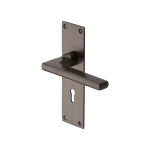 M Marcus Heritage Brass Trident Design Door Handle on Plate Matt Bronze