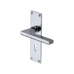 M Marcus Heritage Brass Trident Design Door Handle on Plate Polished Chrome Plate