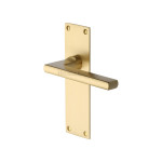 M Marcus Heritage Brass Trident Design Door Handle on Plate Satin Brass