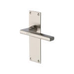 M Marcus Heritage Brass Trident Design Door Handle on Plate Satin Nickel Plate