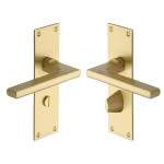 M Marcus Heritage Brass Trident Design Door Handle on Plate Satin Brass