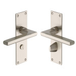 M Marcus Heritage Brass Trident Design Door Handle on Plate Satin Nickel Plate