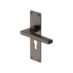 M Marcus Heritage Brass Trident Design Door Handle on Plate Matt Bronze