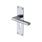 M Marcus Heritage Brass Trident Design Door Handle on Plate Polished Chrome Plate
