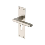 M Marcus Heritage Brass Trident Design Door Handle on Plate Satin Nickel Plate
