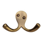 M Marcus Heritage Brass Double Cow Horn Coat Hook