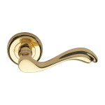 M Marcus Heritage Brass Lisboa Design Door Handle Lever Latch on Round Rose